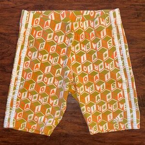 Adidas x Farm Rio Biker Olive Green, Orange, White Shorts (S)